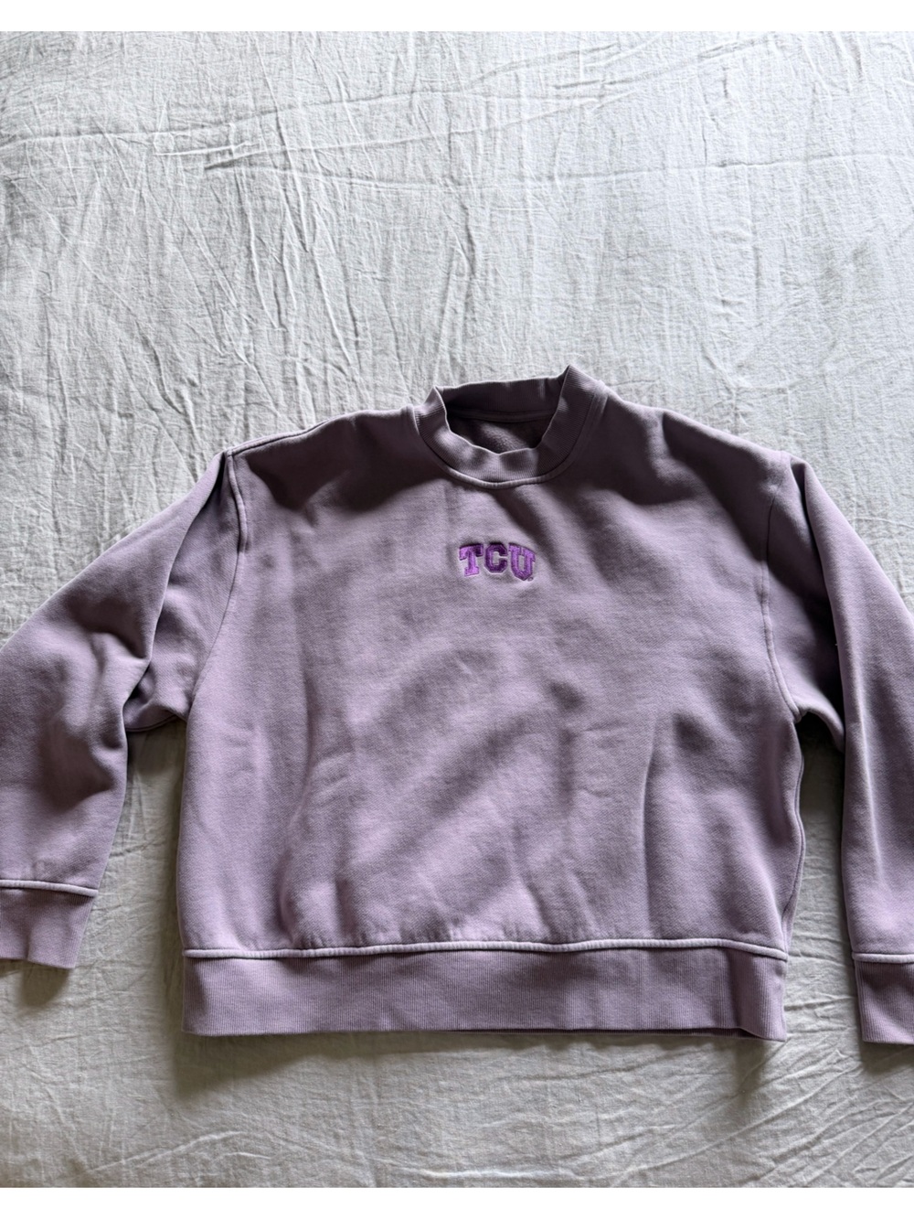 TCU Embroidered Lavender Crewneck Sweatshirt - Unbranded